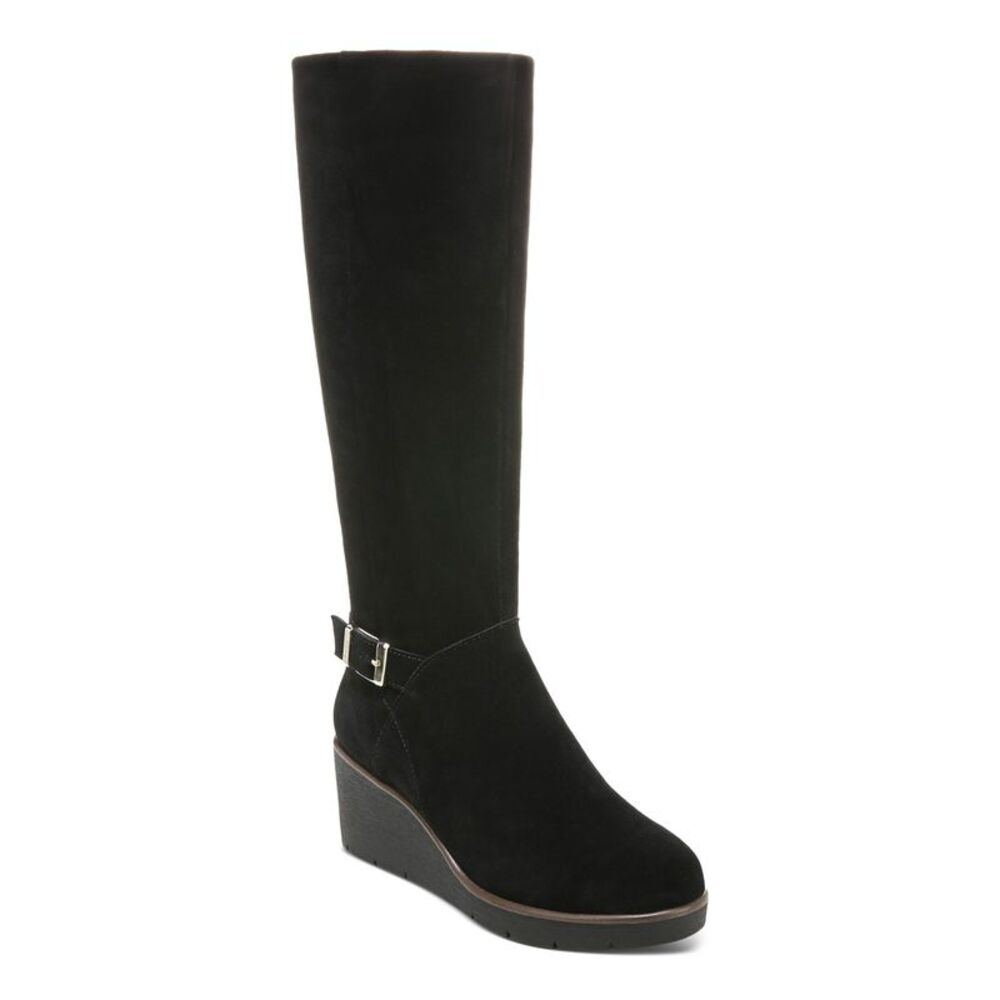 GIANI BERNINI Womens Black Atlinaa Round Toe Wedge Leather Riding Boot 5.5 M